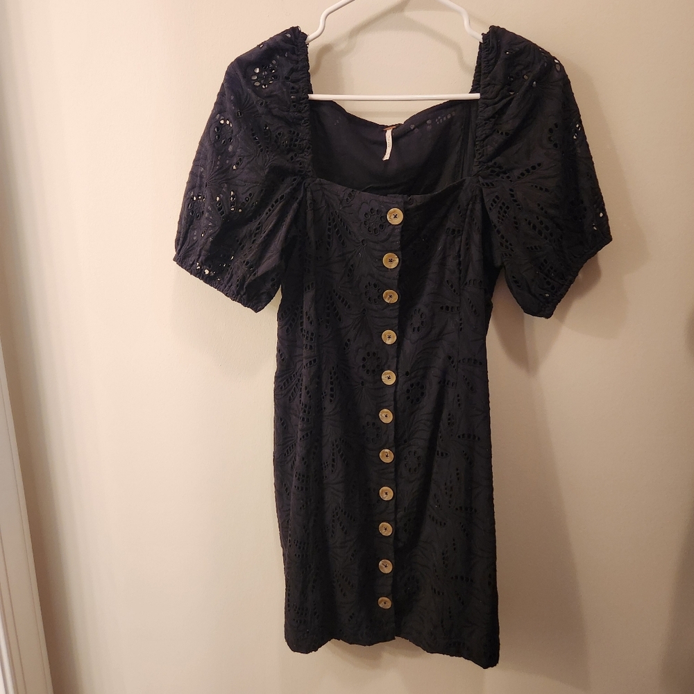 Free People Daniella Black Mini Dress Size 6